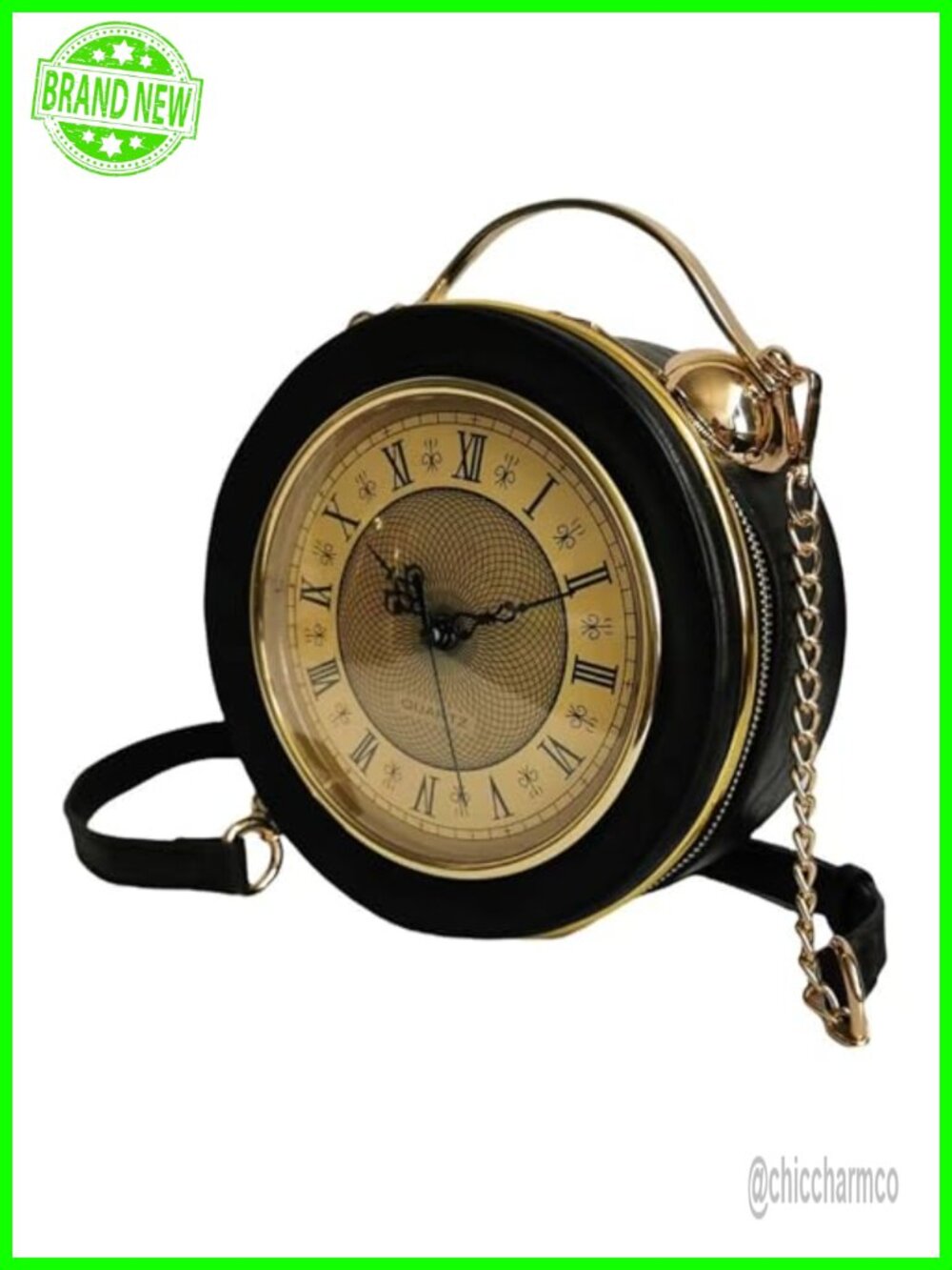 Vintage Clock Purse PVC Leather Crossbody Shoulder Bag Steampunk Handbag